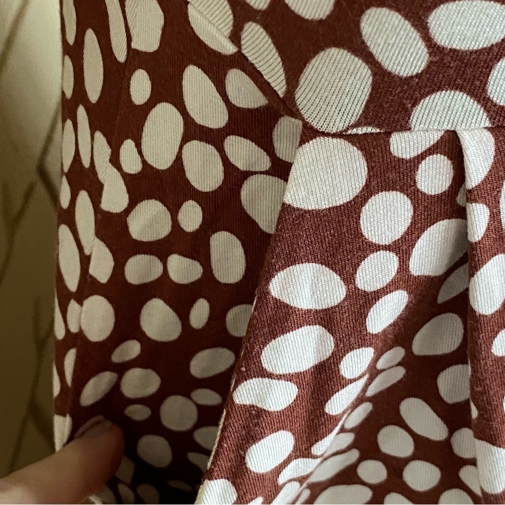 BODEN Soft Stretch Brown Polka Dot Button Jersey Casual Dress Size US 4 P - Picture 3 of 12
